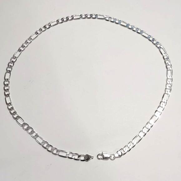 Genuine S925 Sterling Silver Necklace Figaro Chain Link Christmas Birthday Gift! - Picture 1 of 4